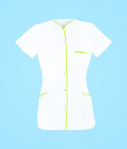 STELO ROZM. S Tunika medyczna rozpinana z lamówką seledynową damska, TO88022/WHTT/S