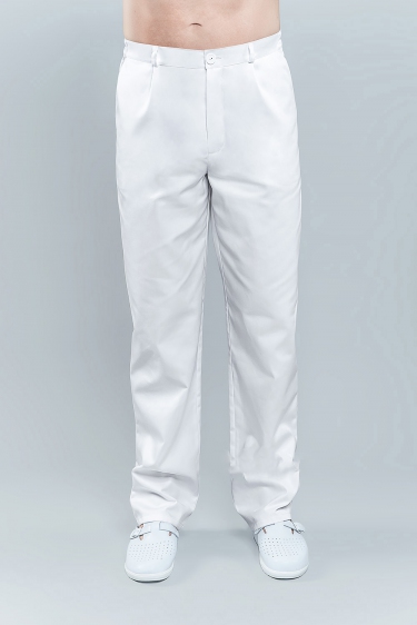 STELO ROZM. 48 Spodnie medyczne męskie białe, klasyczny krój, HA76001/WHTH/48