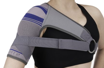 QMED ACROMED PRAWA ROZM. 5 Orteza barkowa z taśmami i tutorem, szaro-niebieska