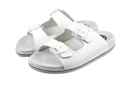 ABAT ROZM. 46 BIAŁE Klapki damsko-męskie, dwa paski regulowane sprzączkami