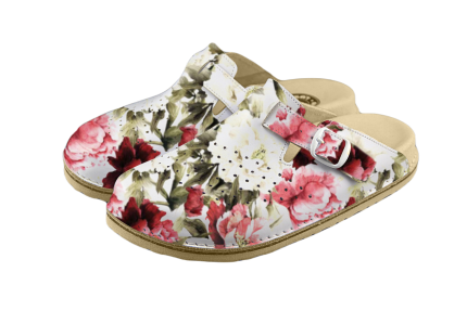 ABAT ROZM. 43 PIWONIE Klapki damsko-męskie zakryte z dziurkami, regulowany pasek