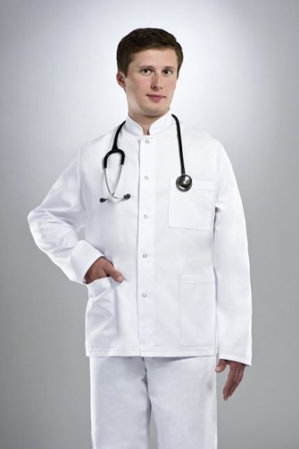 STELO ROZM. 4XL Fartuch medyczny męski krótki ze stójką, 88050/WHTT/4XL