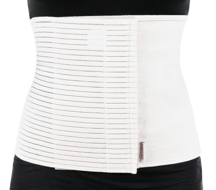 QMED BIAŁY ROZM. XXXL Pas brzuszny stomijny z otworem, wys. 25 cm