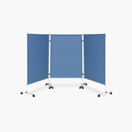 UBM PM-3 NIEBIESKI Parawan trzyskrzydłowy zmywalny, na kółkach, 303×170 cm