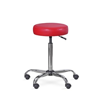 UBM LEKO CZERWONY 11 Taboret lekarski, stabilna podstawa metalowa i miękkie siedzisko