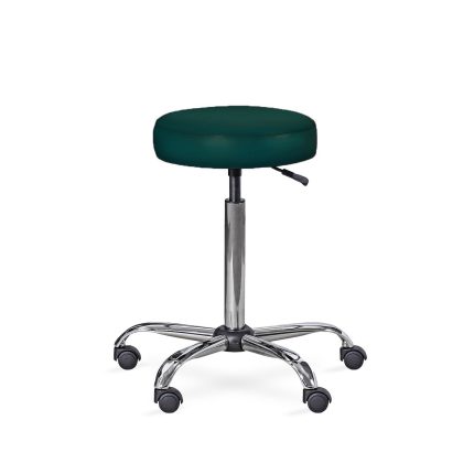 UBM LEKO CIEMNOZIELONY 12 Taboret lekarski, regulacja 59–78 cm, metalowa podstawa