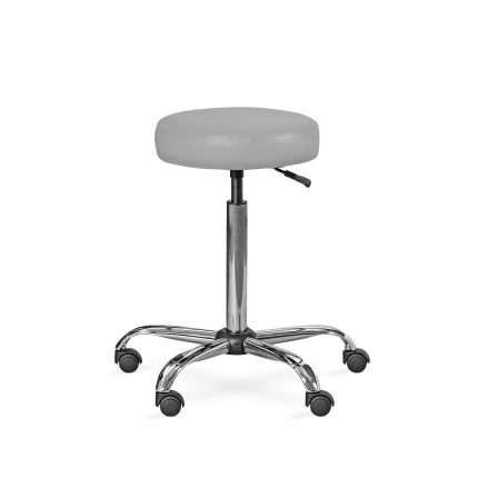 UBM LEKO SZARY 16 Taboret lekarski, tapicerowany taboret medyczny z metalową podstawą