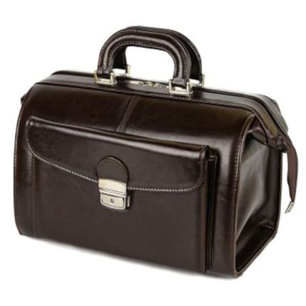 GALSKÓR 554 BRĄZ MAŁA Torba lekarska na suwak, skórzana torba medyczna