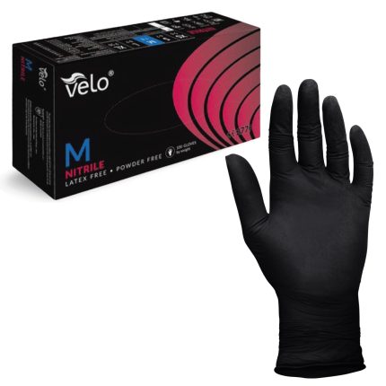 VELO NITRILE BLACK M Rękawice nitrylowe bezpudrowe, czarne, 100 szt.