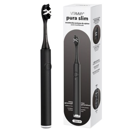 VITAMMY PURA SLIM CZARNA Szczoteczka soniczna do zębów nowej generacji, ultralekka
